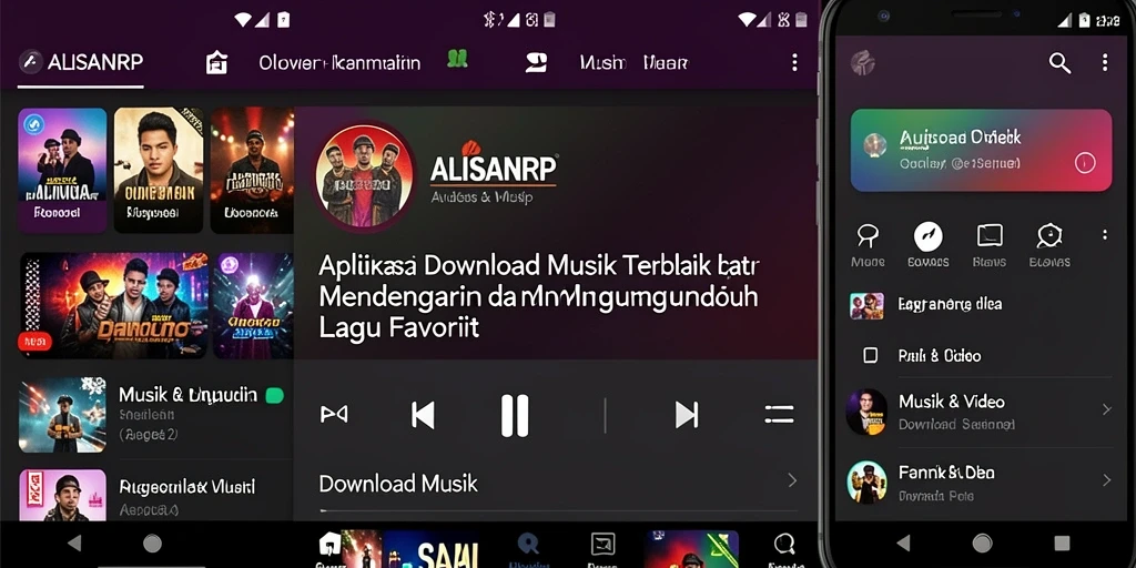 Tampilan antarmuka ALISANRP untuk Download Musik yang mudah digunakan.