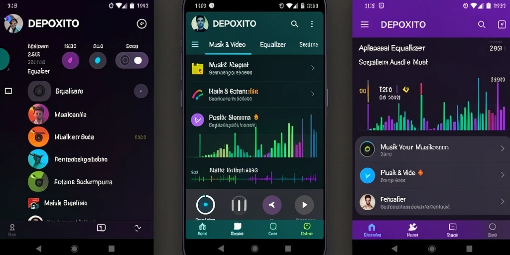 Antarmuka aplikasi DEPOXITO dengan berbagai pengatur Equalizer.