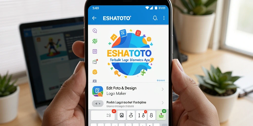 Antarmuka ESHATOTO yang memudahkan pembuatan logo.