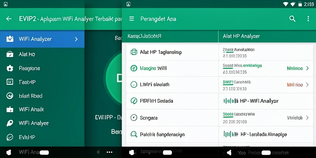Tampilan antarmuka aplikasi WiFi Analyzer EVIP2 yang informatif dan mudah digunakan.